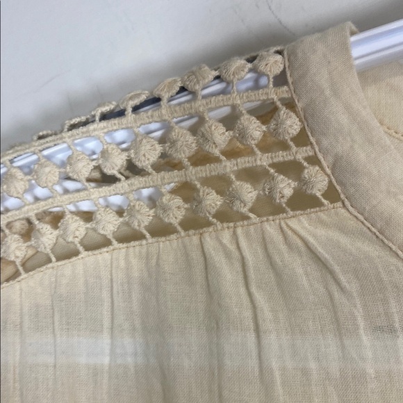 Pablo Cream Relaxed 100% Cotton Button Down Blouse Crocheted- French Importation - Picture 3 of 8